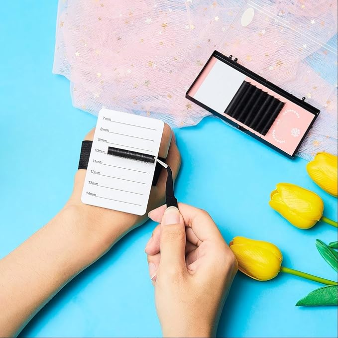 Patelai 4 Pieces Lash Holder Eyelash Extension Hand Pallet Tray Tools with Adjustable Wrist Strap Adjustable Lash Tray Strip Palette One Size Fits Most Eyelash Extension Holder(7-14 mm,White)