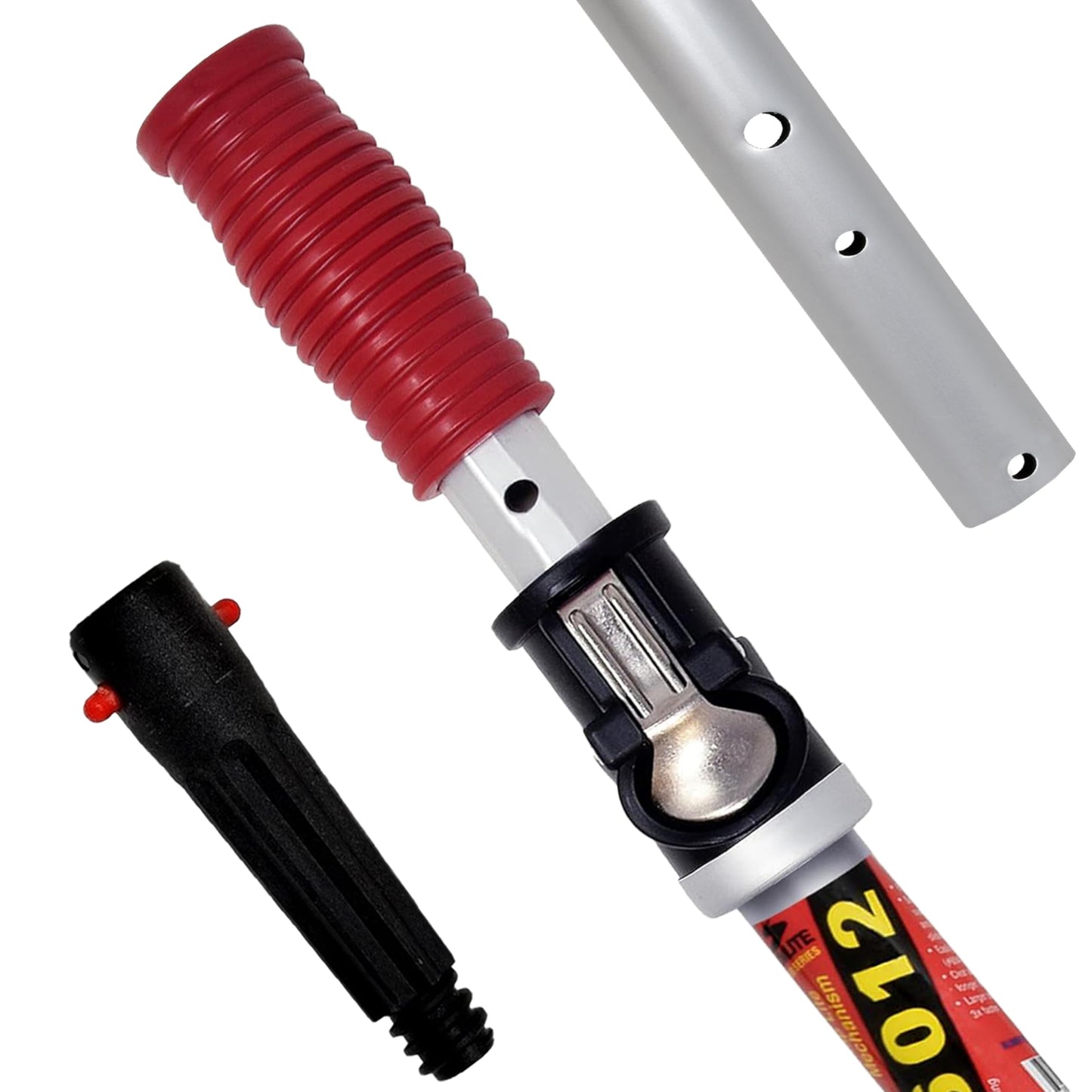 SKIMLITE MANUFACTURING Snaplite Telescopic Pool Pole 12 Ft Adjustable Cleaning Poles Push Button Lock Light Weight Easy Grip, Includes Universal Threaded Adapter for Skimmer Net Brush Vacuum Head