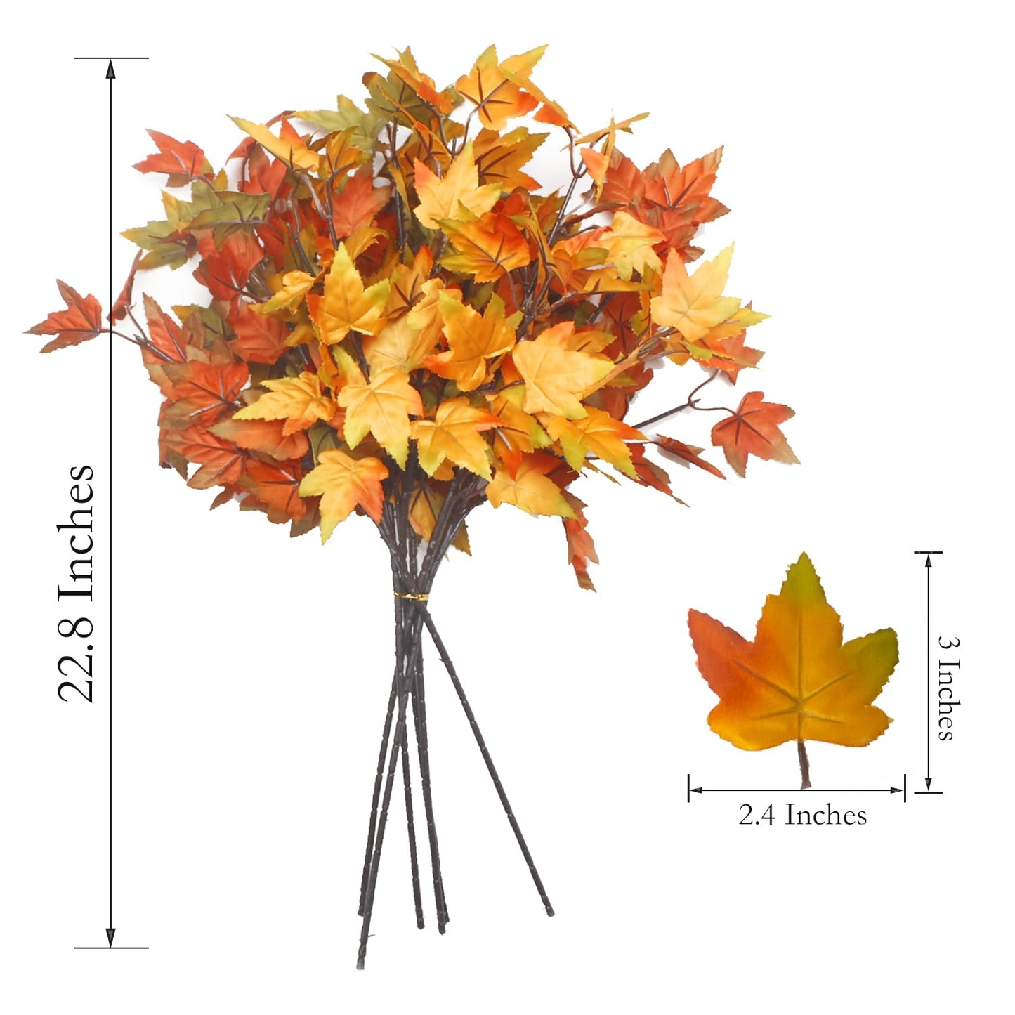 Grunyia 6Pcs Artificial Maple Leaves Branches Fake Fall Maple Shrubs for Thanksgiving Christmas Festival Garland Decoration