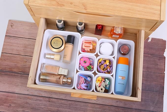 Kutesna 15 PCS Interlocking Desk Drawer Organizer Separator for Office,Bathroom,Kitchen,MakeupÃ¯Â¼ÂWhiteÃ¯Â¼Â