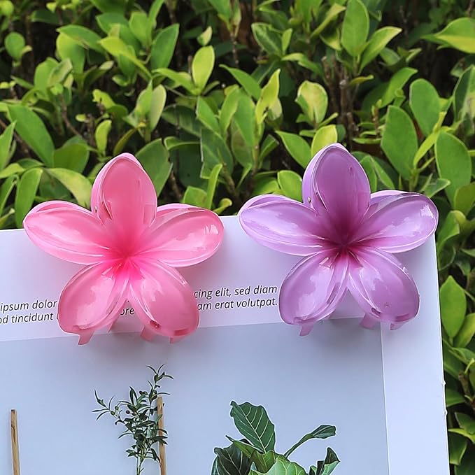 Flower Hair Clips for Women 6 Pcs Hawaiian Large Claw Clips Plumeria Medium Hair Claw Clips for Thick Thin Hair Hibiscus Tropical Beach Hair Accessories for Women Girls and Girls (PS)
