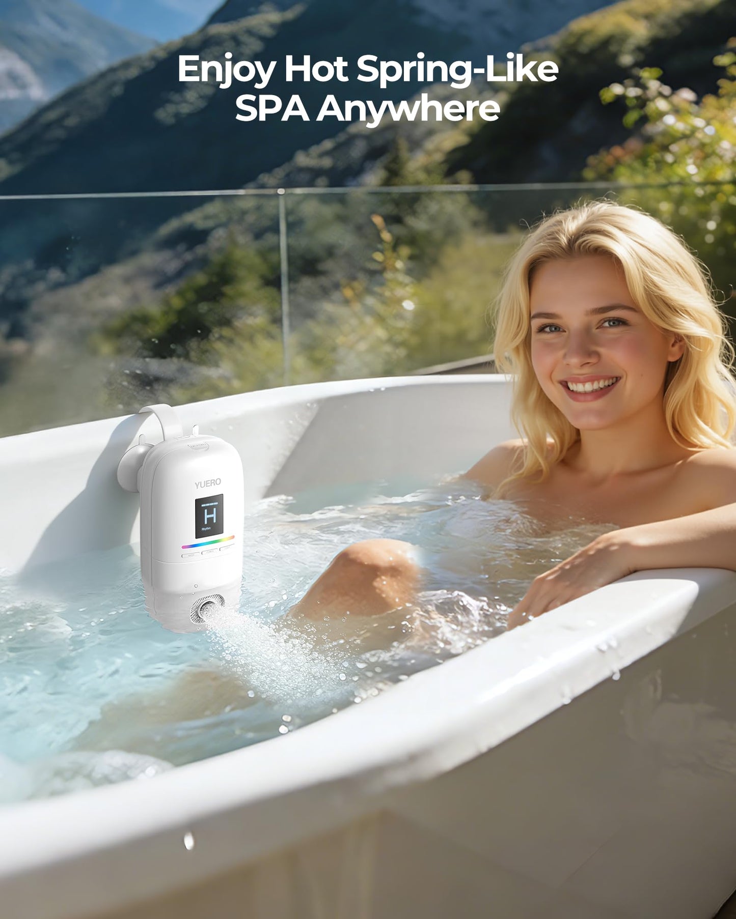 YUERO Bath Jets for Tub, Bath Jet or Bubble Mode, Cordless Waterproof Portable Bathtub Accessories with 3-Level Adjustable Speed, Bathtub Jets Massage for Home Spa, Travel Massage, Relaxing, Soothing