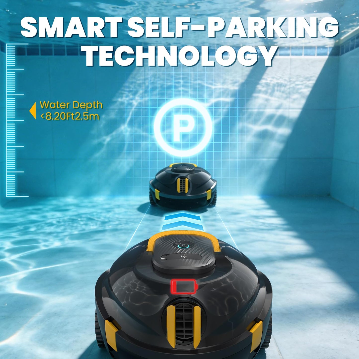 Y20 Cordless Robotic Pool Cleaner, Automatic Pool Vacuum for Above Ground & Inground Pool, 90 Min Runtime, Auto-Parking, Lightweight, Powerful Robot up to 1100 sq.ft