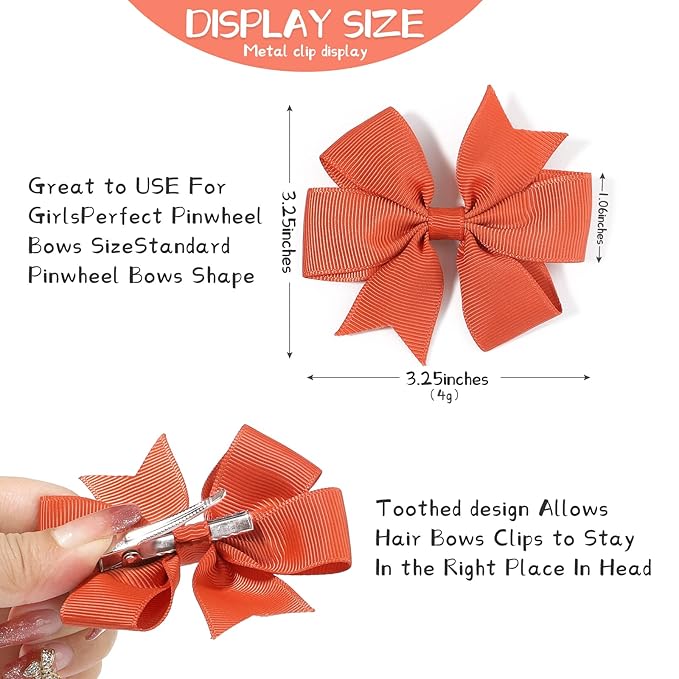 50Pcs Hair Bows for Girls Grosgrain Ribbon Pinwheel Hair Clips Toddler Hair Accessories with Alligator Clip Bow for Baby Grils Toddler Teens(3 Inch)
