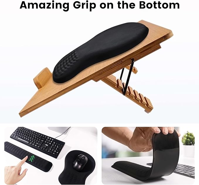 MEKASS Ergonomic Mouse Pad and Keyboard Wrist Rest Set, Super Soft Memory Foam Desk Wrist Support for Computer Keyboard, Non-Slip Arm Palm Rests Cushion for Typing Gaming Office (Light Pink Marble)