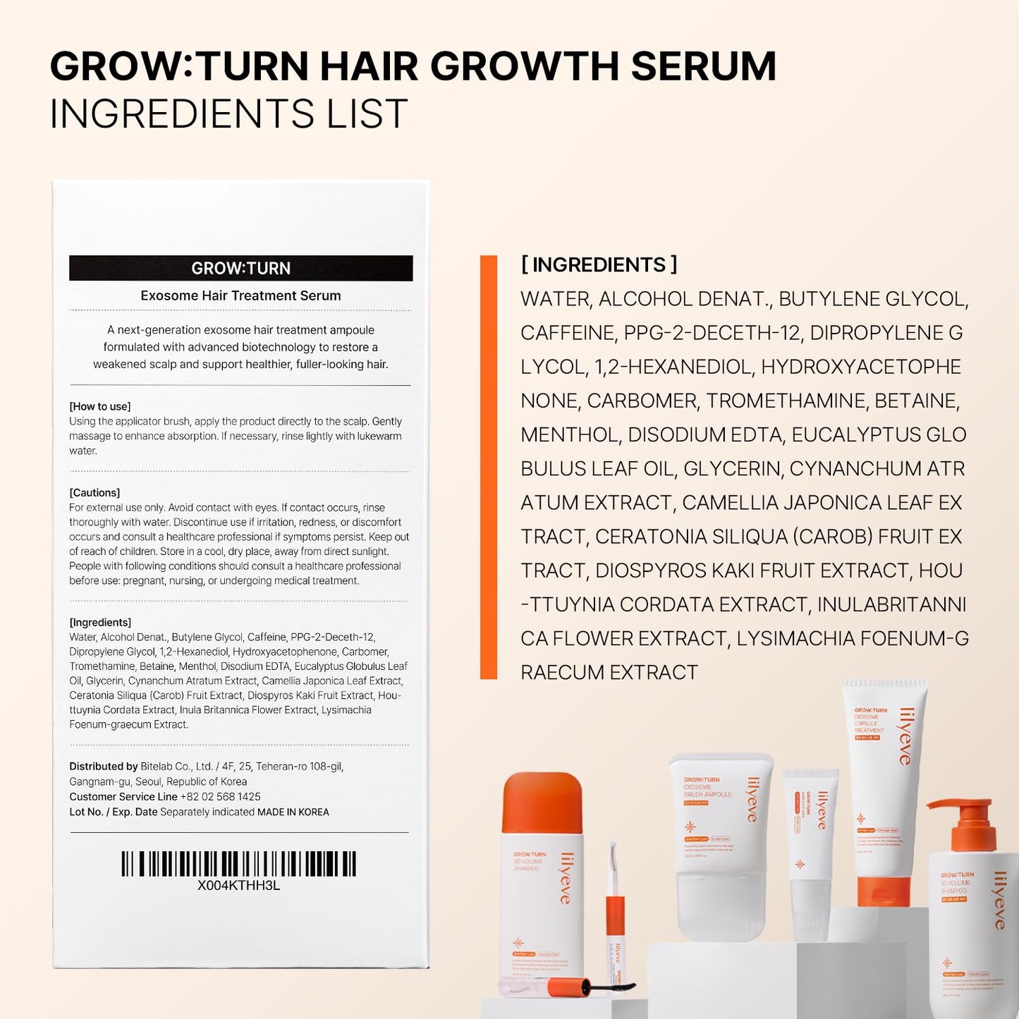 lilyeve GROWTURN Hair Growth Serum with Built-in Brush, Heartleaf-Derived Exosomes to Revitalize, Scalp Massager, Korean Hair Care, 3.38 fl. oz. (Pack of 1)