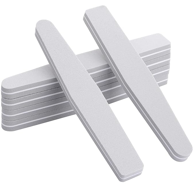 20Pcs Nail Buffer Block Sponge Washable Double Sided 100/180 Sanding Buffing Files (Gray)