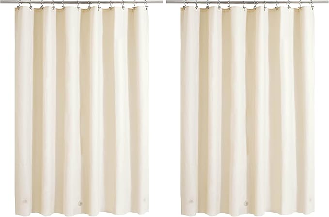Barossa Design Beige Shower Curtain Liner - Premium PEVA, BPA & PVC Free, No Chemical Smell, Lightweight Standard Size Shower Curtain with 3 Magnets, Metal Grommets - Beige (Pack of 2)