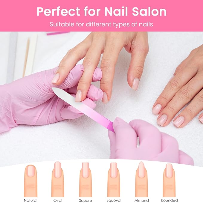 24 Pcs Crystal Glass Nail Files with Case Bulk Manicure for Women Mom Professional Glass Nail File Double Sided, Mothers Day (12 Colors)