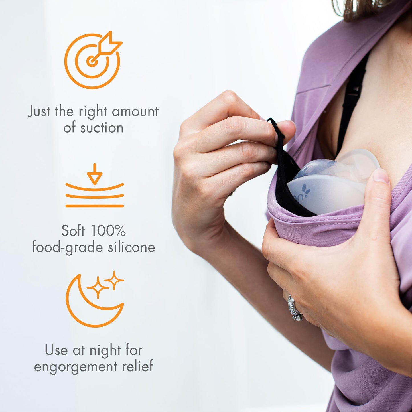 Boon Trove Silicone Manual Breast Pump Set - Hands Free Breast Milk Collector - Includes Polyester Travel Pouch - Breastfeeding Essentials - 2 Count