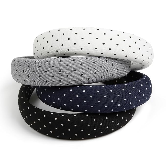 Huachi Polka Dot Headbands for Women Non Slip Trendy Headbands for Women’s Hair Cute Headband for Girls, Elastic Hair Bands for Womens Fashion Accessories for Women 4PCS