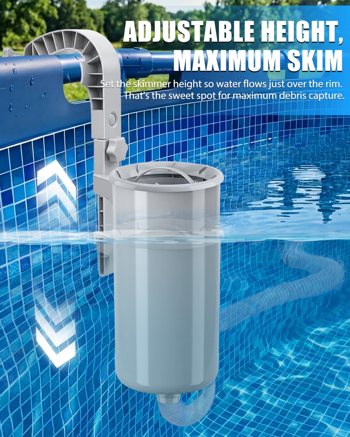 Juecity Pool Skimmer, Above Ground Pool Skimmer with 10 Pcs Skimmers Socks, Floating Pools Surface Skimmers Basket, Wall Mount Pools Maintenance Accessories for Inflatable and Metal Frames