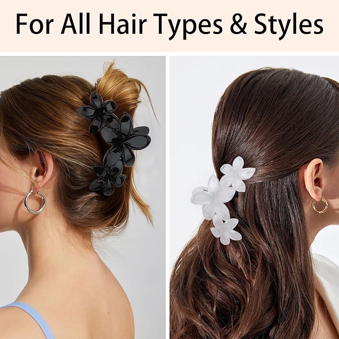 ANBALA 4Pcs Hawaiian Flower Hair Clips Large Claw Clips for Thick Thin Hair Non Slip and Strong Hold Beach Accessories