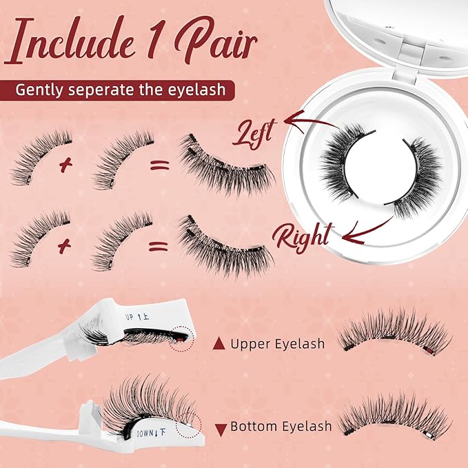 Higu clace Magnetic Eyelashes Magnetic Lashes with Applicator Soft Magnetic Eyelashes Natural Look PestaÃÂ±as MagnÃÂ©ticas No Need Glue Easy to Wear and Remove PestaÃÂ±as MagnÃÂ©ticas Naturales(A03)