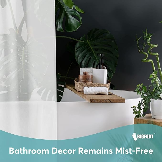 BigFoot Shower Curtain Ã¢ÂÂ 72 x 72 PEVA Heavy Duty Shower Curtain with Rustproof Metal Grommet and 3 Magnetic Weights Ã¢ÂÂ Odor Free and Compatible with Standard Showers, White