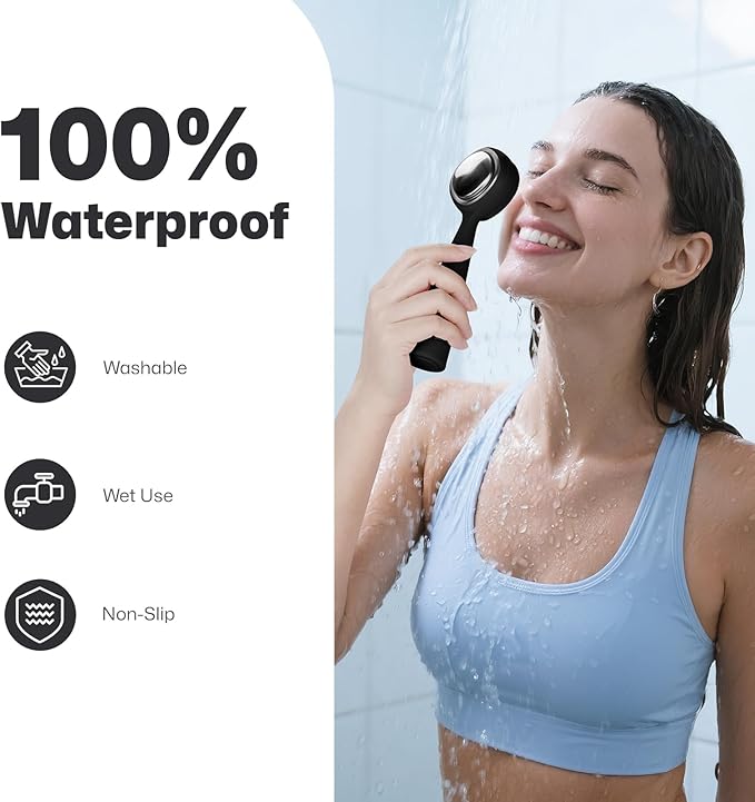 PRITECH Facial Cleansing Brush with 42ÃÂ° ConstantÃ¢ÂÂTemperature Heating Ã¢ÂÂ Rechargeable Silicone Face Scrubber for Deep Pore Cleaning, Waterproof Vibrating Exfoliator for Women & Men (Black)