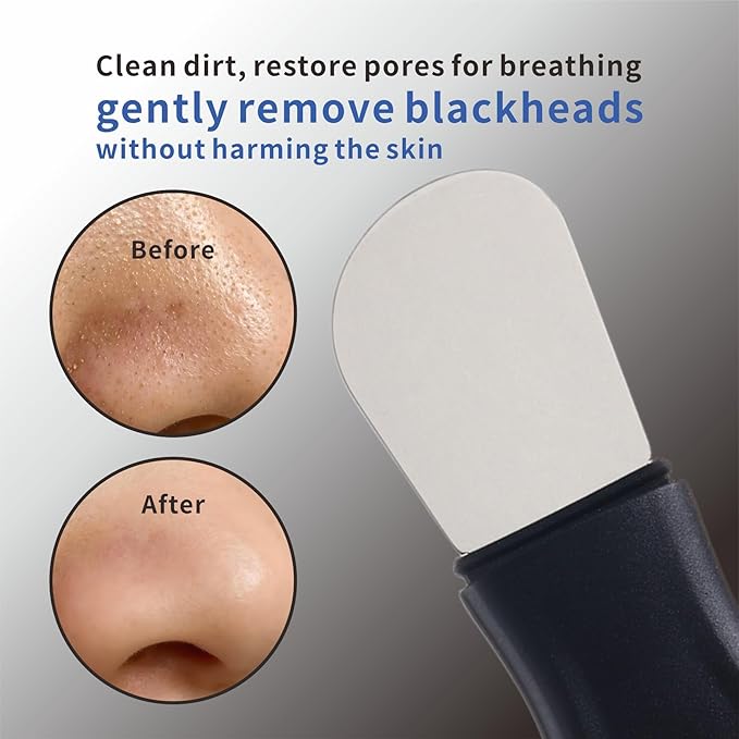 Multifunctional Face Washing Brushes,2 in 1 Pore Cleaning Brush & Blackhead Scraper,Pimple Extractor for Women Men,Face Scraper Skin Spatula,Pore Scrubber for Deep Cleansing.(Black)