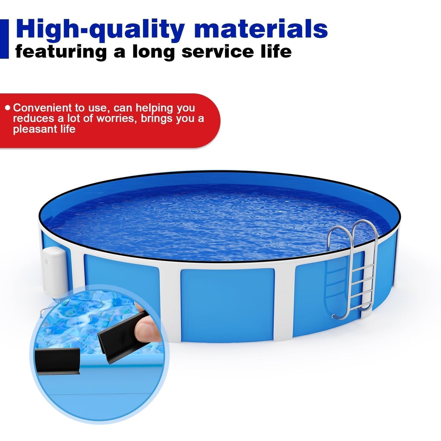 Svepndic 60PCS Pool Coping Strips for Overlap Above Ground Pool Liners, Pool Liner Lock Clips Replacement, Fits Up to 24ft Round, 12x24ft to 16x24ft Oval Pools