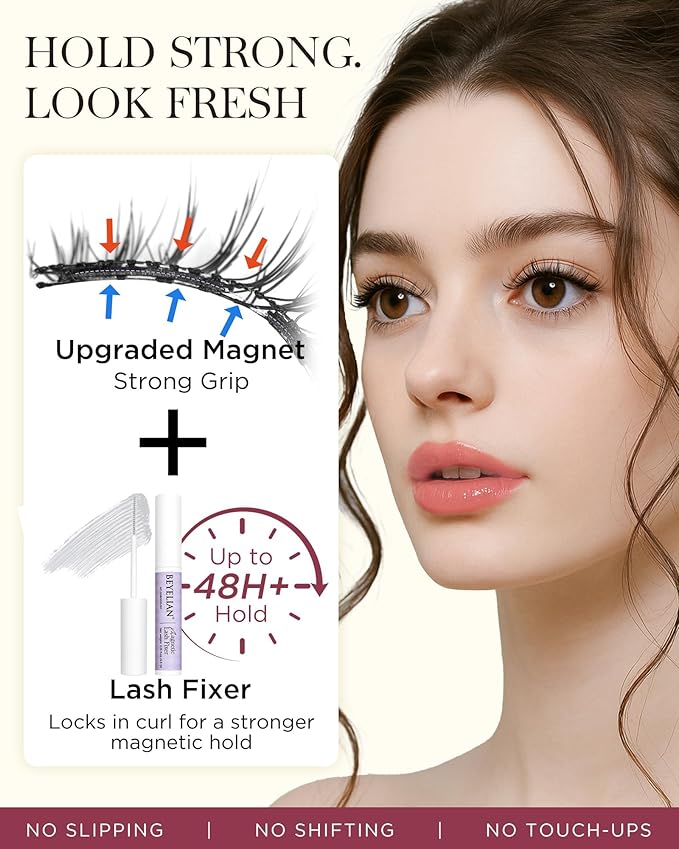 BEYELIAN Magnetic Eyelashes with Applicator Kit, Upgrade Soft Magnetic Lashes Reusable False Eyelashes Natural Look, No Glue Needed for Eye CS101 (Lightweight & Comfortable)
