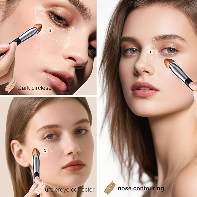 Concealer Brush Under Eye Makeup Foundation Brush,Undereye Corrector Makeup Brush Under Eye Brightener Contour Blending Brush,Triangle Precise Coverage Dark Circles Concealer Makeup Brush