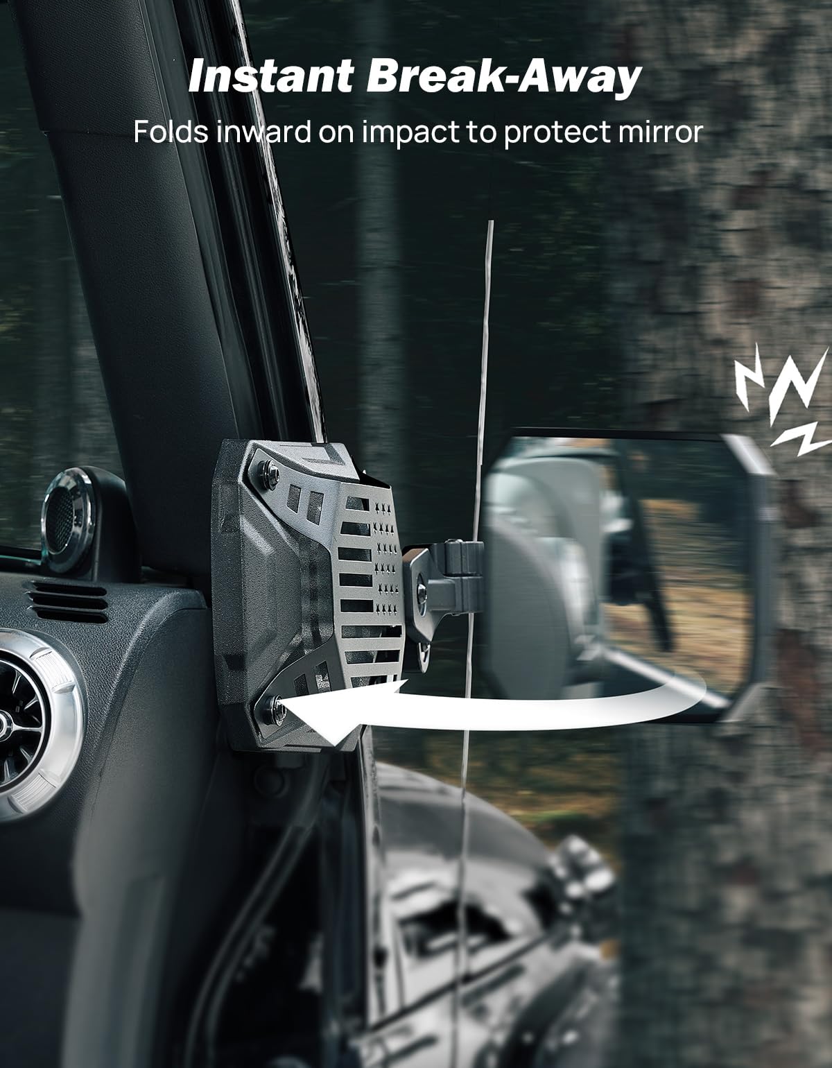 JOYTUTUS Wrangler Mirrors Doors Off Compatible with Wrangler TJ JK & Unlimited, Wrangler JK Side Mirrors for Wrangler 1997-2018, Wider View No Vibrate & Wobble (Patented), Does Not Fit on Doors