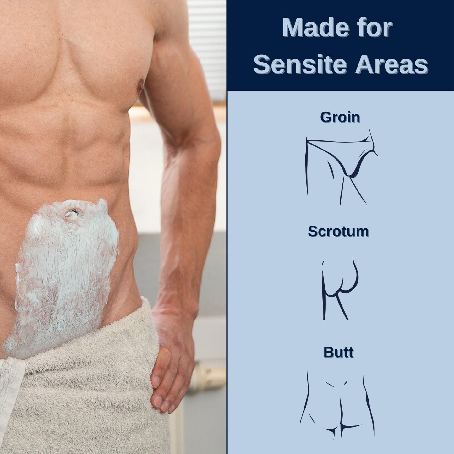 No Hair Crew | Intimate & Body Male Hair Removal Cream Bundle | Painless, Flawless, Soothing Depilatory for Manscaping Unwanted Coarse Male Hair