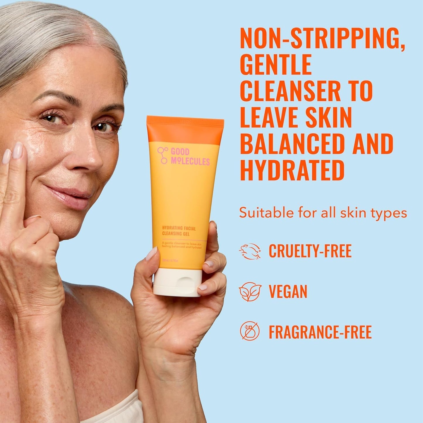 Good Molecules Hydrating Facial Cleansing Gel Pack 3 – 200 ml / 6.7 fl oz Each | Face Wash with Rosewater & Pineapple Extracts for Gentle Cleansing and Hydration