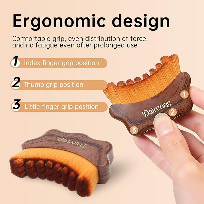 Lymphatic Contour Face Brush - Facial Sculpting & Anti-Puffiness Tool | Ultra Soft Dry Brush for Jawline Massage & Lymphatic Drainage | Ergonomic Design (Brown, 10pc)