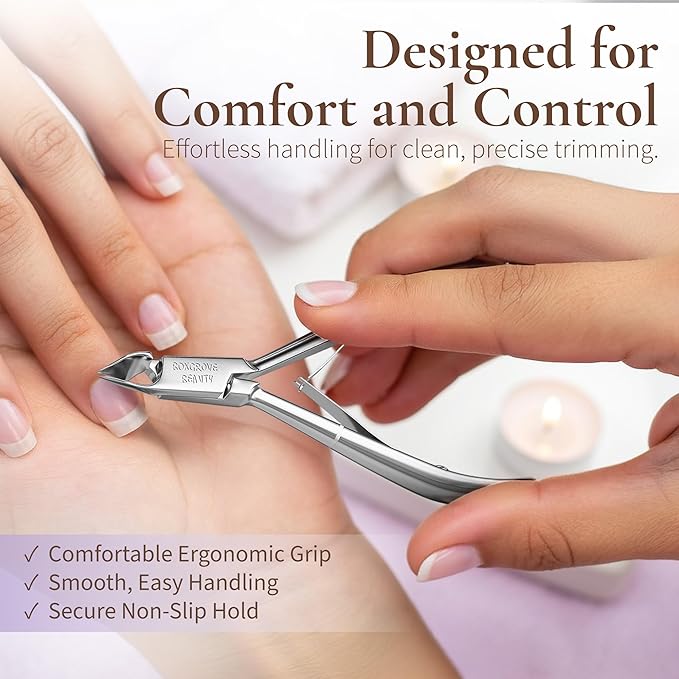 Professional Cuticle Cutter & Pusher Trimmer Manicure Tools with Double Spring – Perfect Nail Care Tool for Manicure & Pedicure Beauty at Home/Spa/Saloon (Silver)