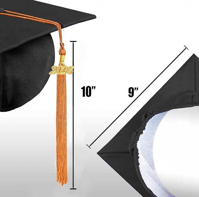 Graduation Cap with 2026 Tassel Year Charm Black Graduation Cap for High School & Bachelor