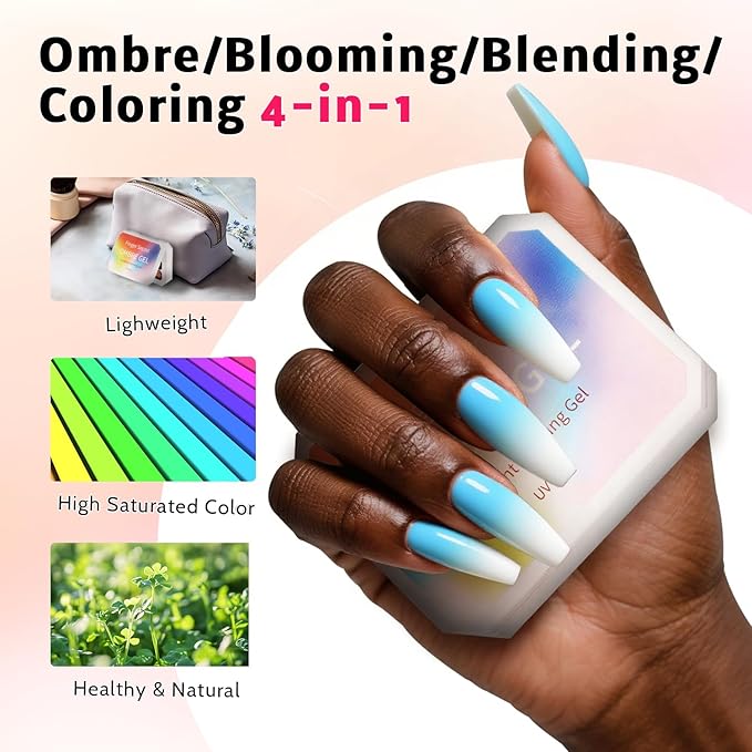 Christmas Gel Polish, 9 Colors Ombre Patting Gel Nail Polish Palette, 100 Sponges 6 Brushes 1Grabber, Blending Color Gradient Painting Nails Art, No Wipe, UV/LED Cured (Set 01)