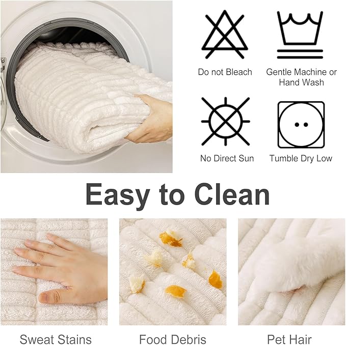 hyha Couch Covers for Dogs Washable, Non Slip Plush Dog Sofa Protectors, Fuzzy Pet Couch Covers for 3 Cushion Sofa Pet Friendly (White, 27.6" x 27.6")