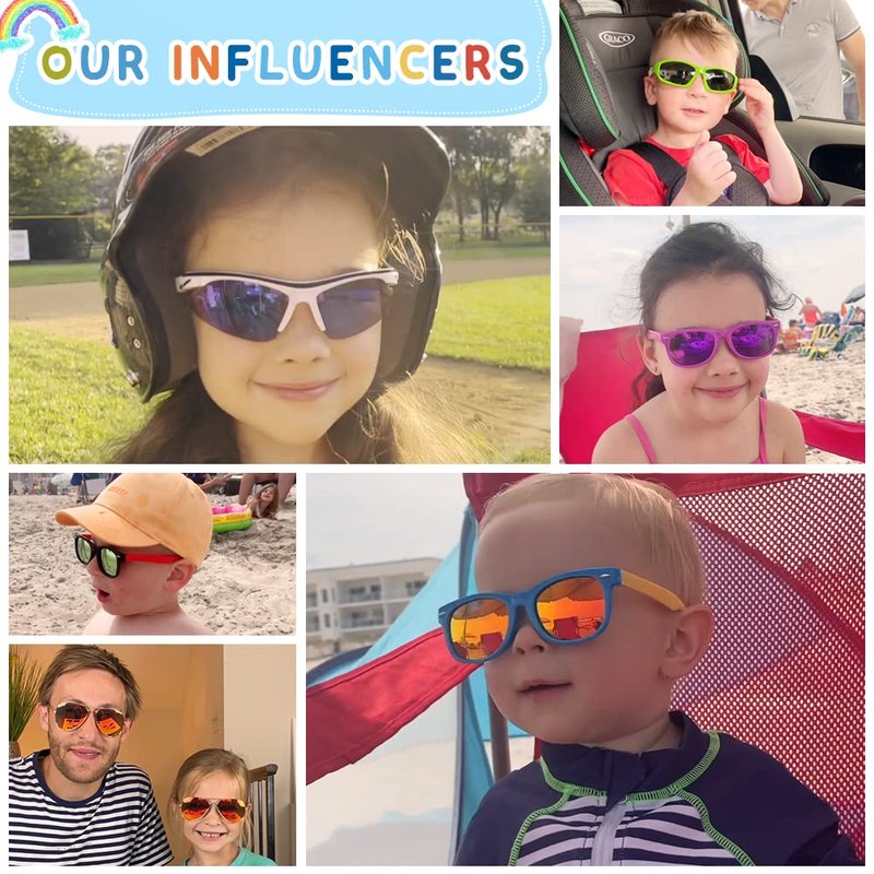 azuza 5 Pack Kids Sunglasses Silicon Unbreakable Polarized UV Protected Sports toddler Sunglasses for Kids Boys and Girls