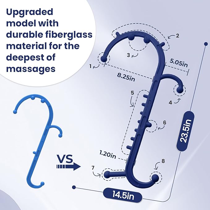 Deep Tissue Back & Neck Massager - Back Massager Stick for Pain Relief, Muscle Knot Remover, Trigger Point Massage Tool for Full Body, Shoulders, Legs - Pressure Point Massage Tool
