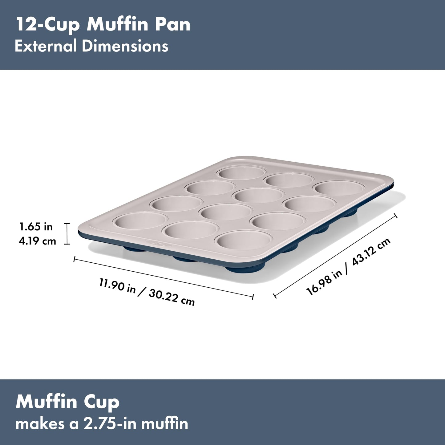 OXO Good Grips Non-Stick Pro Ceramic Coated Metal Bakeware 12 Cup Muffin Pan – Storm Blue
