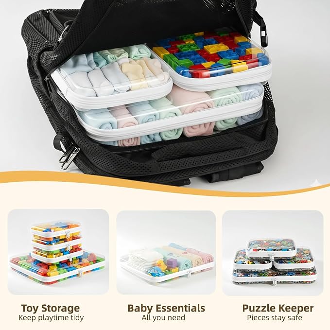 Clear Hard Shell Zipper Pouches, Clear Zipper Bags, Hard Case Pouches for Purse & Diaper Bag Organizer,and Travel Essentials (XL+3M-)