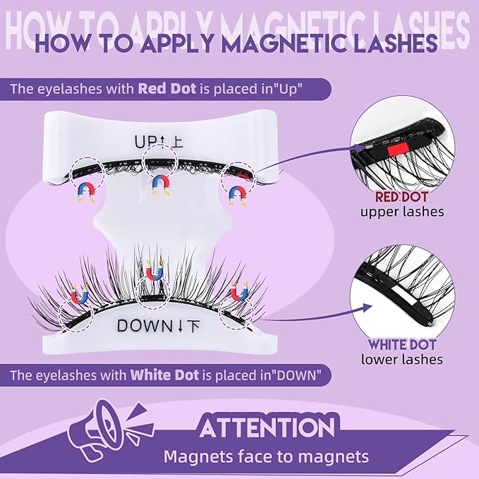 B&Q Magnetic Eyelashes Natural Look 2 Pair Magnetic Lashes with Applicator Upgrade Soft Magnetic Manga Lashes Clusters Kit Magnetics False Eyelashes 3 Magnet Strips for Strong Hold Easy to Apply(C+D)