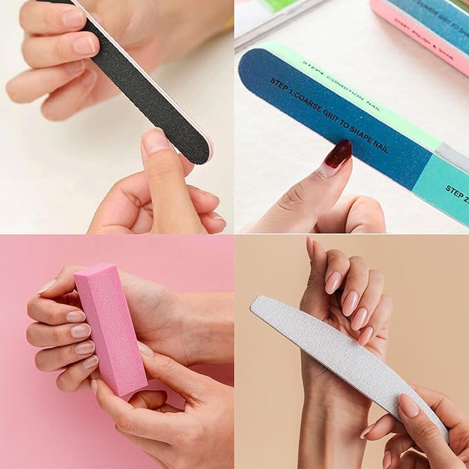 Nail Files and Buffers - TONOKAILS 18Pack Manicure Tools Kit, Nail File Set Double Sided Nail Files for Acrylic Dip Nails, 6Pcs Four Sided 120 Grit Nail Buffer Block Sponge Polished for Home Salon