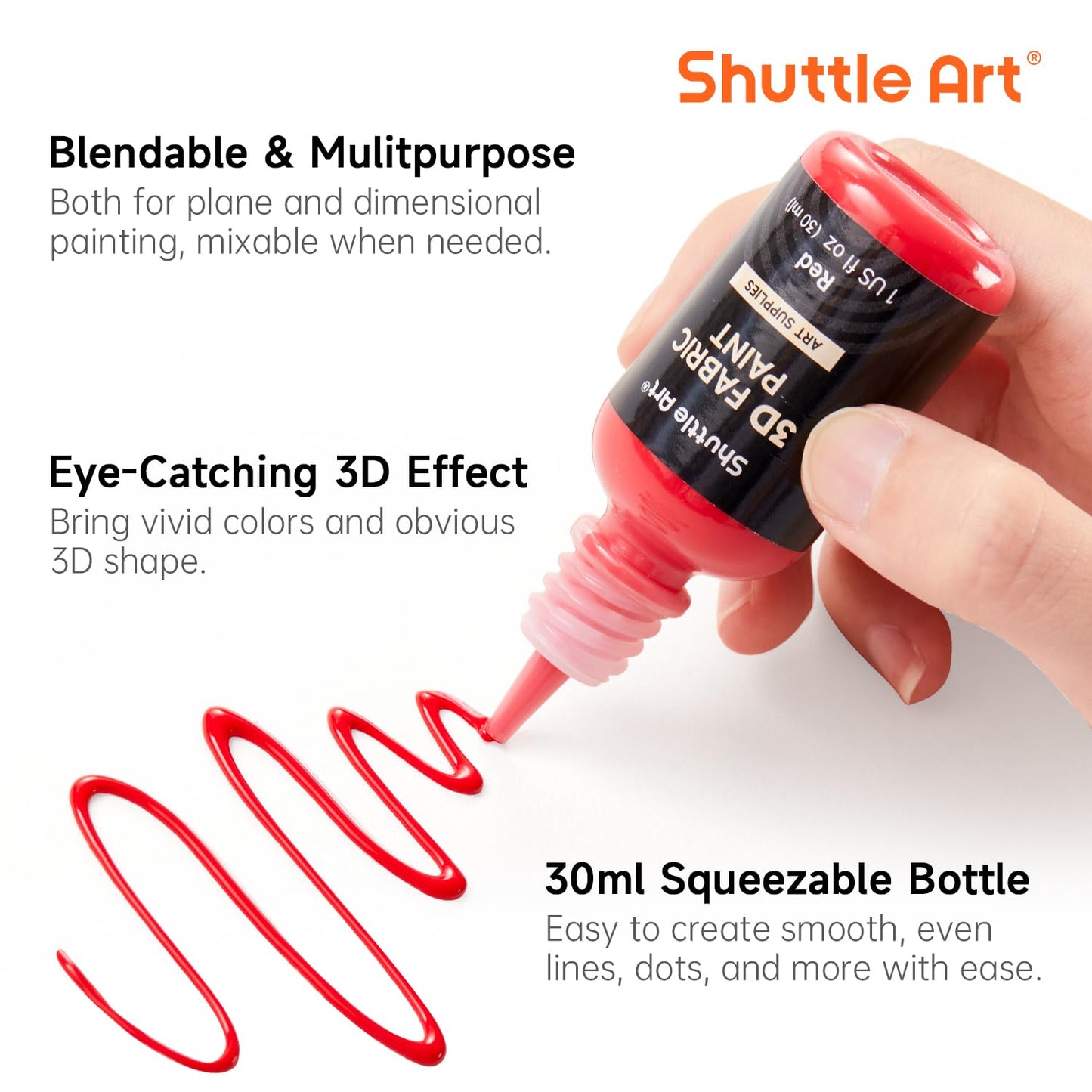 Shuttle Art Fabric Paint, 24 Colors 3D Permanent Paint with Brushes Palette Pen Fabric Sheet Stencils, Glow in The Dark, Glitter, Metallic Colors for Textile Fabric T-shirt Jeans Glass