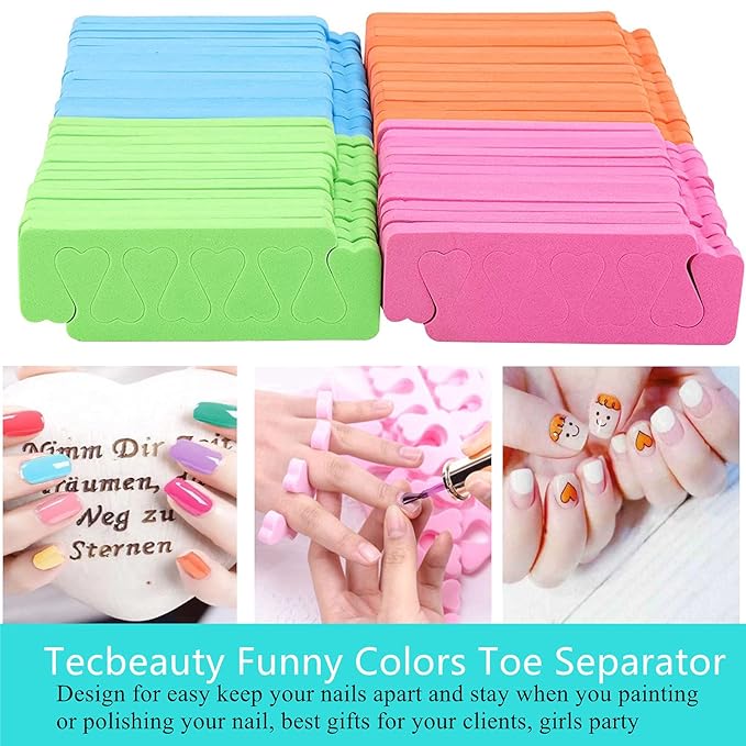 120pcs Toe Separators for Pedicure - Sponge Toe Separator for Nail Polish Party Nail Art Painting Toenails, 4 Funny Colors - Comfy and Soft