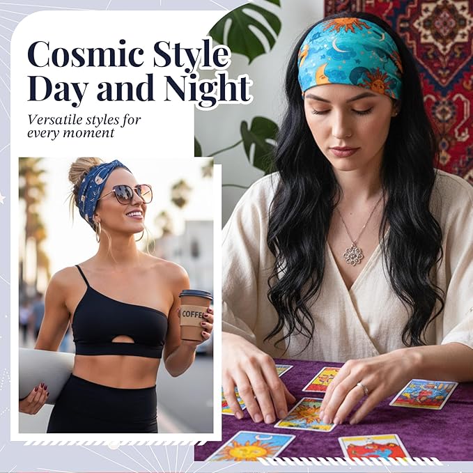 Awumbuk Wide Headbands for Women Knotted No Slip Head Bands Soft Turban Headband Hair Accessories Boho African Solid Color Head Wraps for Women Yoga Workout Pack of 6(Boho)