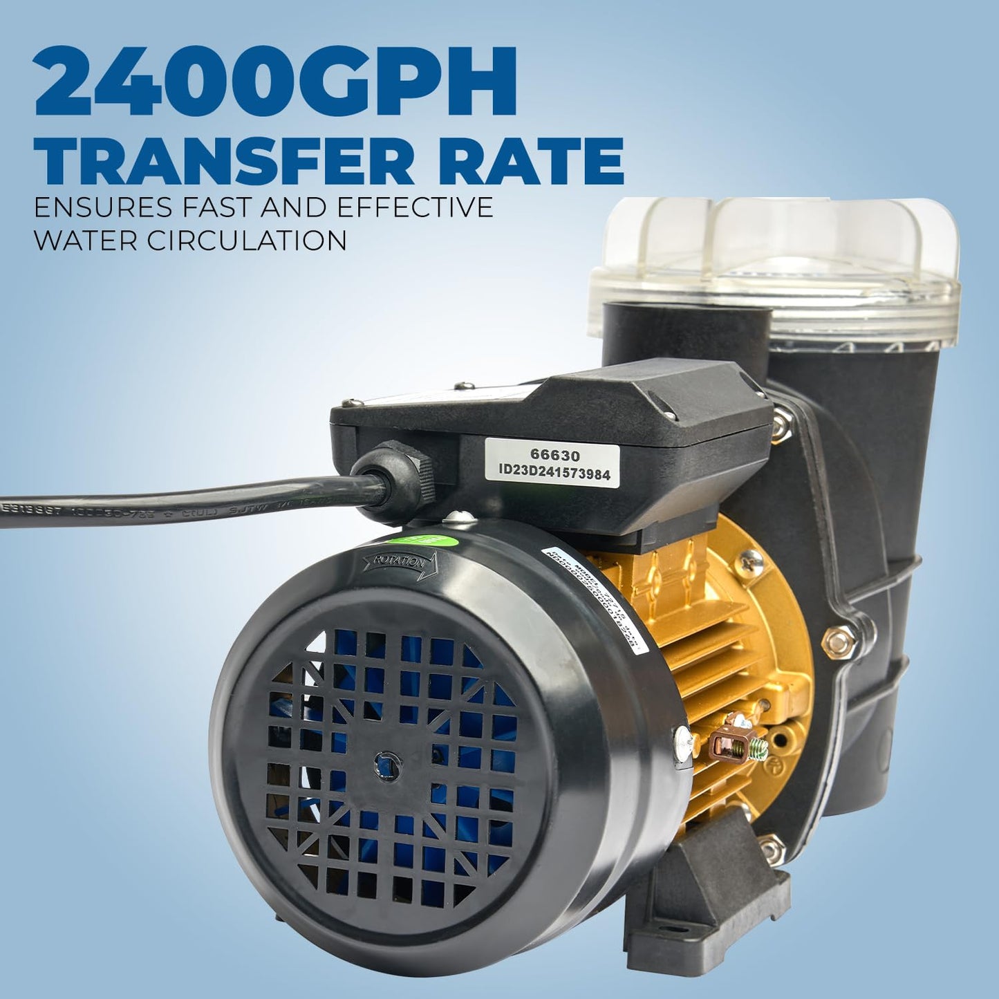 XtremepowerUS 3/4HP Swimming Pool Pump (2400GPH) Pond Self Prime Above-Ground Pond Spa Pool Pump w/ Strainer Basket 1.5"NPT Listed