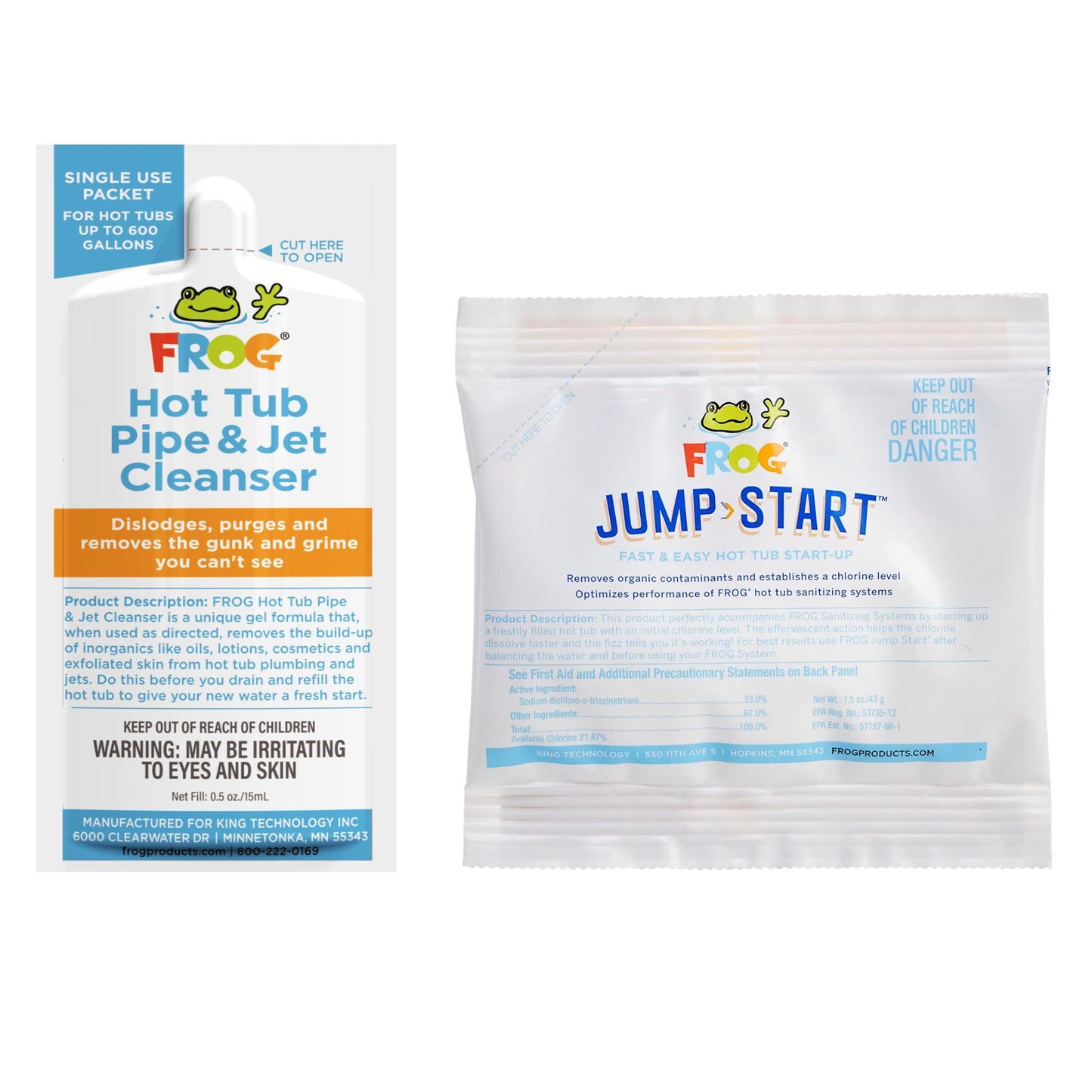 FROG Jump Start and Pipe & Jet Cleanser for Hot Tubs - Start-Up Chlorine Shock and Single Dose Deep Clean Purge Cleaner - Hot Tub Set Up & Treatment - 1 Pack