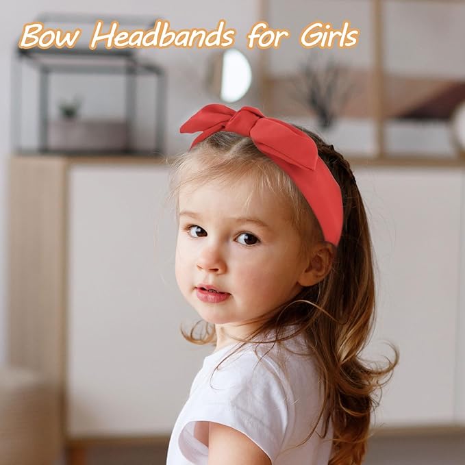 Bow Headbands for Girls, Leopard Print Thin Headband with Bow Women Hair Accessories Fashion Knotted Head Band Non Slip Hairband Hair Hoops for Girls (Red and Leopard Print, 2Pcs)