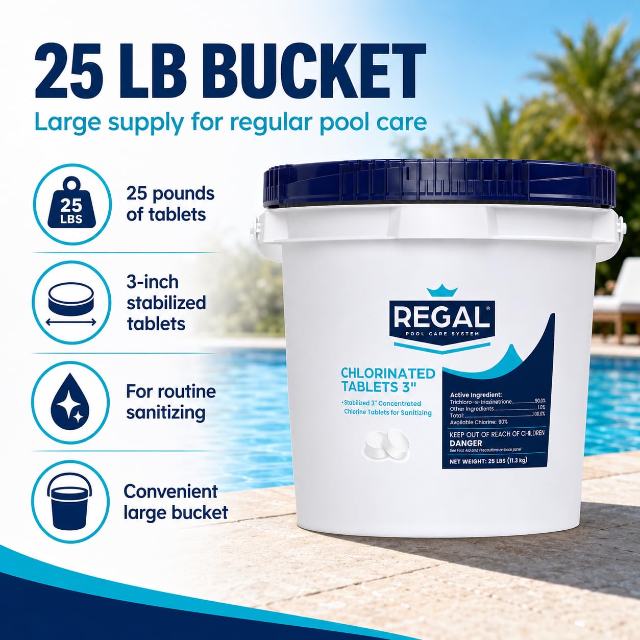 Regal 3" Chlorinated Tablets 25lb Bucket