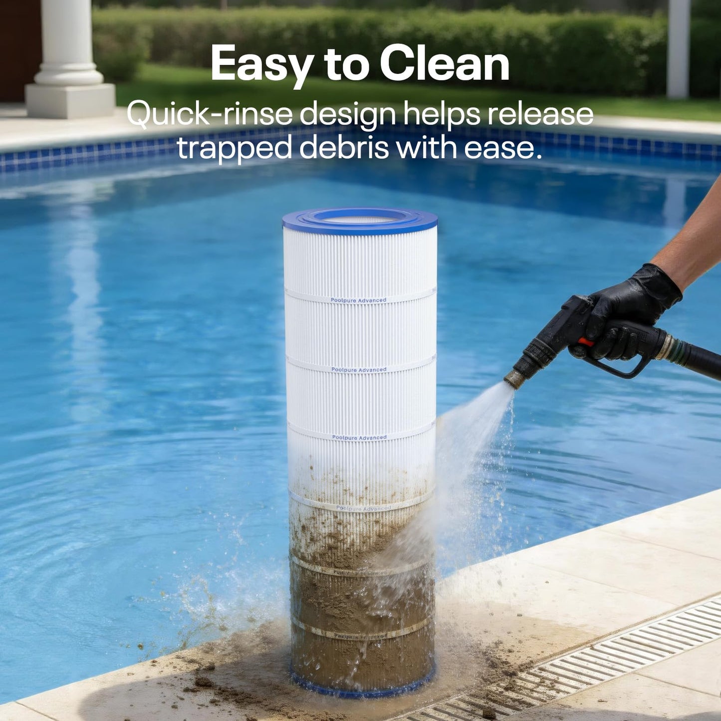 POOLPURE PAP200 Pool Filter Replaces Pentair Clean and Clear 200, CC200, Unicel C-9419, Ultral-C5, PP-C5, Filbur FC-0688, R173217, 59054400, Aladdin 29902, Baleen AK-8005, 200 sq.ft Cartridge, 1 Pack