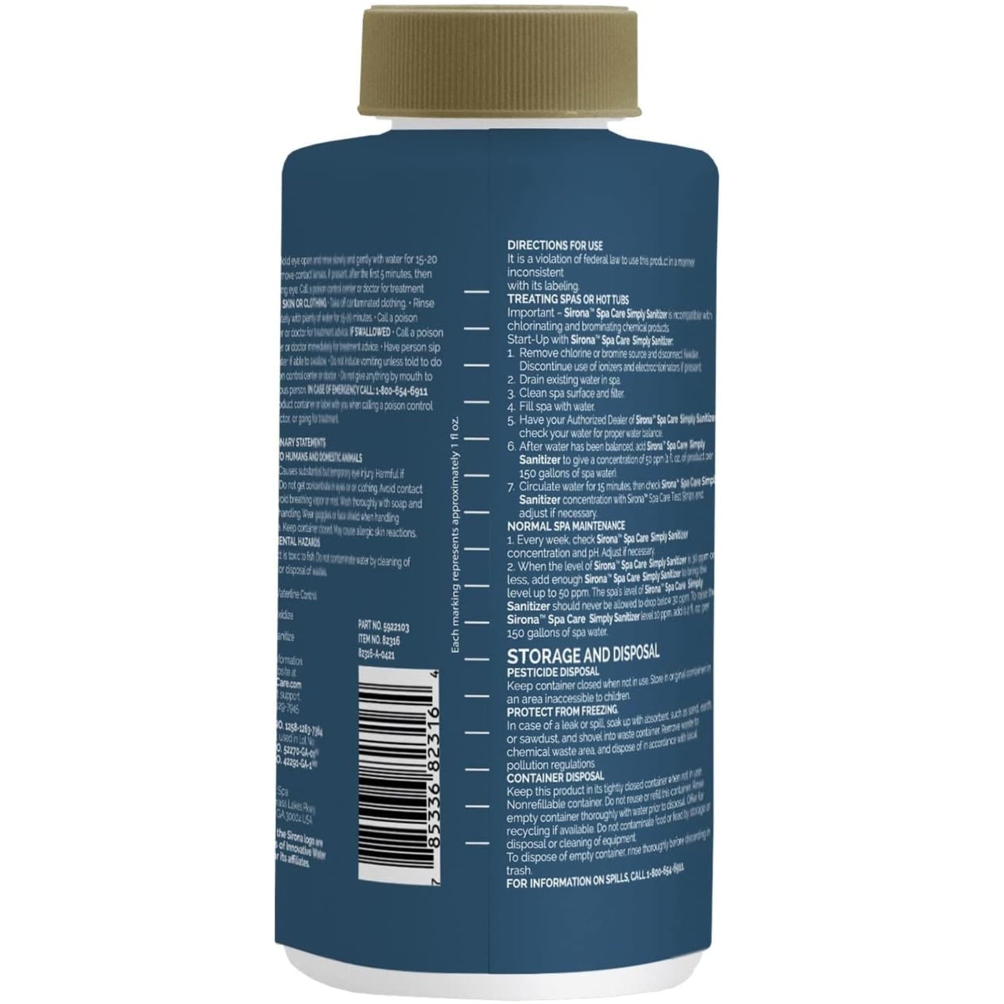 Sirona Spa Care Simply Step 3 (82317) 16 oz. - Spa, Pool and Hot Tub Non-Chlorine Liquid Cleaner for Clear, Clean Water - Bundle with Measuring Cup