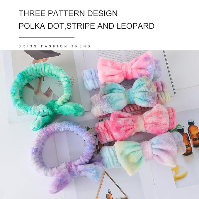 LADES Soft Skincare Headband – Adjustable, Comfortable & Stretchy Fabric, Cute Patterns for Makeup, Facial – Non-Slip, Headband for Hair Control