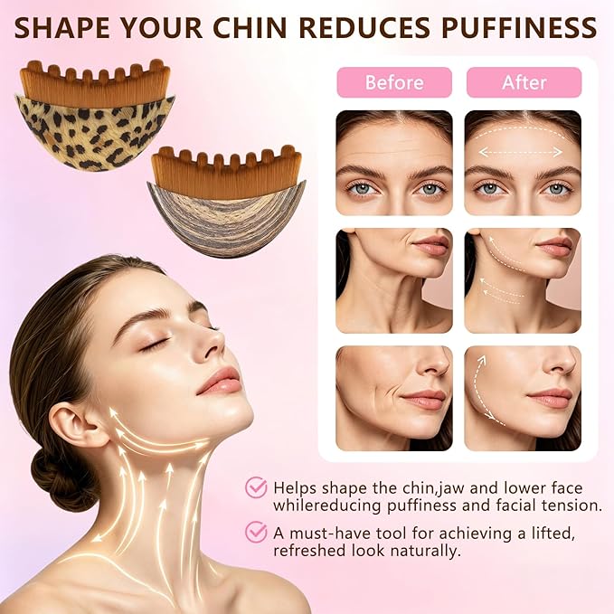 2PCS Lymphatic Drainage Gua Sha Face Brush for Sculpting, Lymphatic Contour Face Brush for Reduce Puffiness & Lift, Super Soft Manual Massager for Facial Cleansing with Portable Case