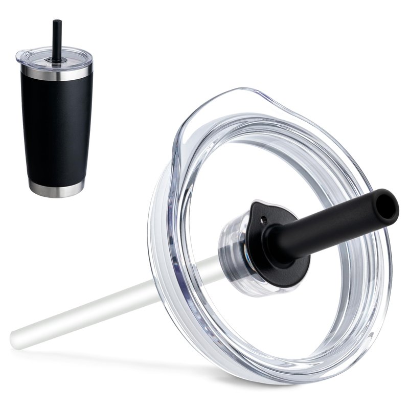 Prurex 20 oz Straw Lid - Replacement Leak - Proof Cover for 3.2 - inch Press - Fit Cup Mouths of Brands: TEEZWONDER, LEIOH, VIWIS, SUNWILL, NewEleven, MJZAKEFR, AXIARA, Niduilef, SANDJEST (Black)